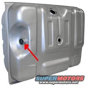 Silver fuel tank with red arrow pointing to a fitting