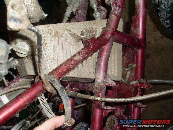 Red frame and radiator of an ATV