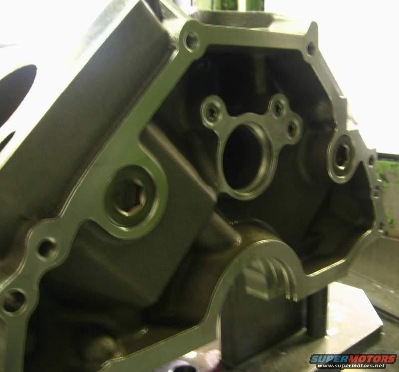 Close-up of an engine block's internal structure