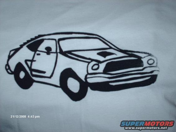 drawing of a car with a hood scoop