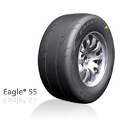 Tire with 'Eagle SS' text and yellow marker
