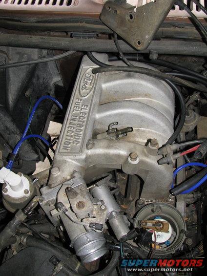 vacuum lines, throttle and tv cables removed, wiring for iac, egr, tps and dissy unplugged, coolant hoses removed.