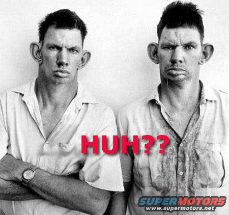 Two men with large ears and stern expressions, text "HUH??" overlaid