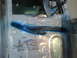 2003 Peterbilt 379 - Truck door is covered in plastic for painting, showing blue spray paint detail and company text.
