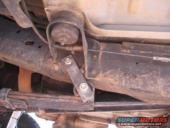 Underbody view of suspension components and frame