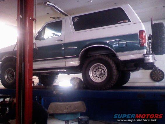 Up on the lift, gettin the trans re-built