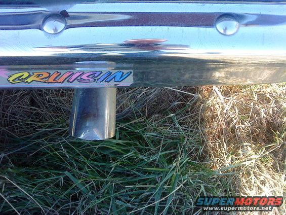 Exhaust pipe with 'CRUISIN' sticker
