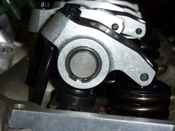 Close-up of engine rocker arms and valve springs