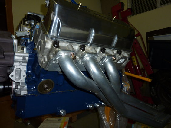Engine with chrome valve covers and silver exhaust headers