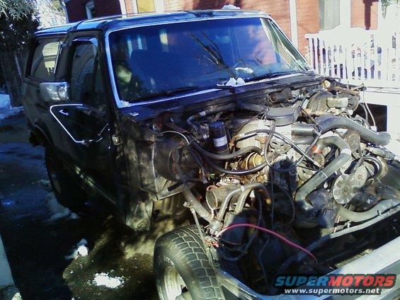 My radiator core support was badly rusted on the passenger side so I removed the front clip to repair it.