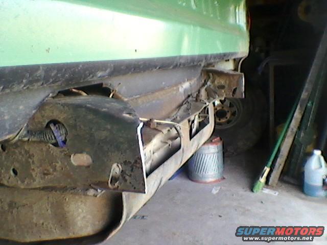 cut the rear frame off.  its was bent and cracked.  i am planning to make my bumper fit snugger to the body.