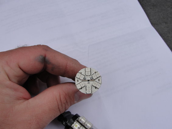 LED bulb with swastika symbol