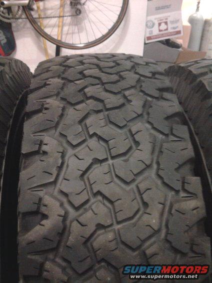 Close-up of aggressive tread pattern on off-road tires