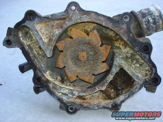 rusted water pump with corroded impeller