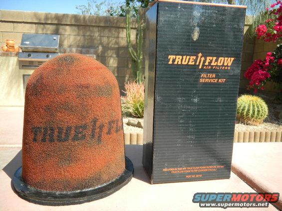 True Flow air filter and its filter service kit box