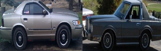 Two sedans parked side-by-side. The one on the left is tan, and the one on the right is dark gray