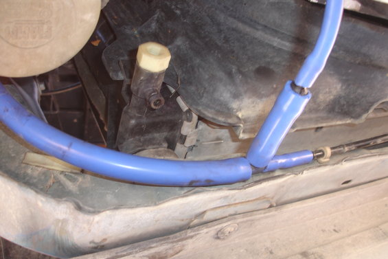 Blue hose with heat shrink tubing