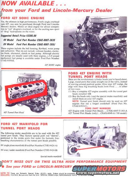 Ford 427 SOHC engine with detailed text