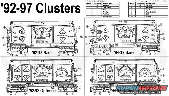 1983 Ford Bronco '87-96 Instruments, Low Fuel Light, Oil ... 1983 f150 cluster wiring diagram 