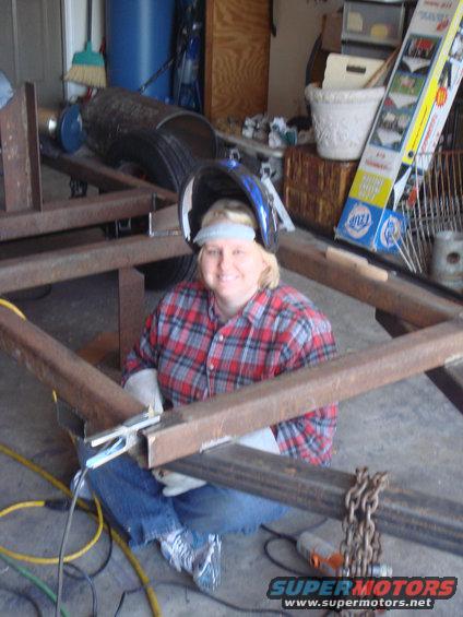 My wife finishes some welds