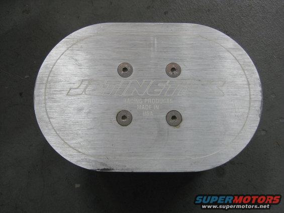 Oval aluminum part with 'BINGTH RACING PRODUCTS MADE IN USA' text