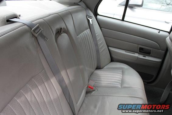 Gray leather interior rear seats with seatbelts