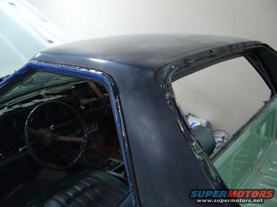 1973 Ford Ranchero interior and roof panel with primer