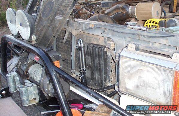 Power steering cooler (smaller, silver) and tranny cooler (larger, black)