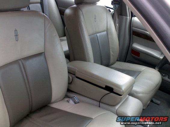 Car interior with two-tone leather seats and center console
