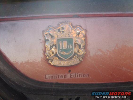 Close-up of a 10th Anniversary Limited Edition badge on a vehicle