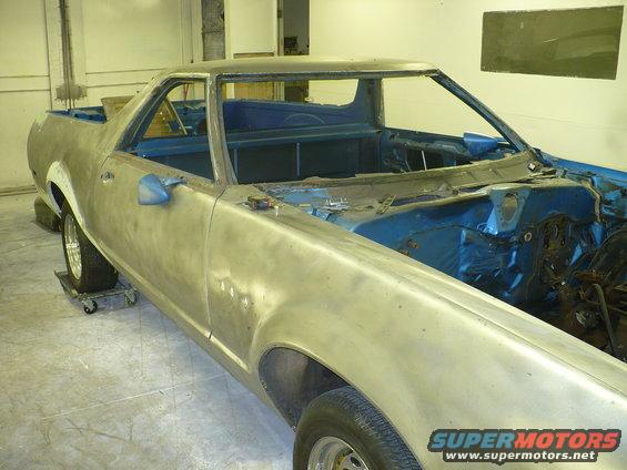 Unpainted 1978 Ford Ranchero in progress, 3q-front view