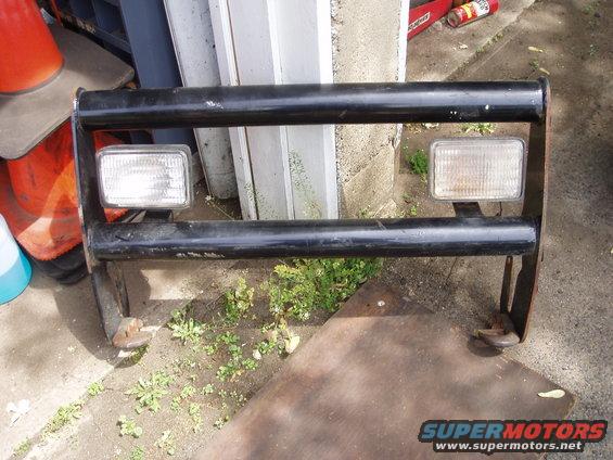 Black bull bar with two fog lights