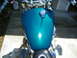 1992 Yamaha Virago - Top view of a teal motorcycle's gas tank and handlebars.