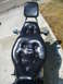 1992 Yamaha Virago - A close-up view of a motorcycle's black leather seat and backrest, with chrome accents visible.