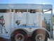 1989 Toyota Pickup/SR5 - A horse trailer is decorated with various farm animal decals, including a cowgirl, rooster, chickens, and a goat.