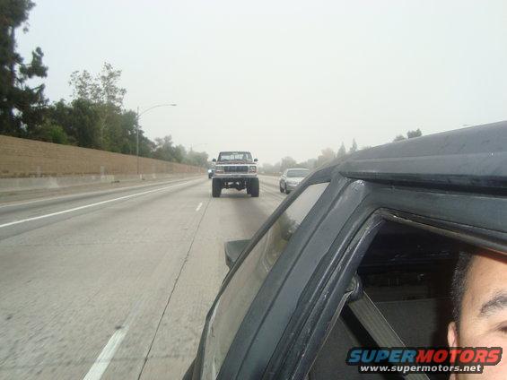 Ford Bronco driving on highway, seen from another vehicle