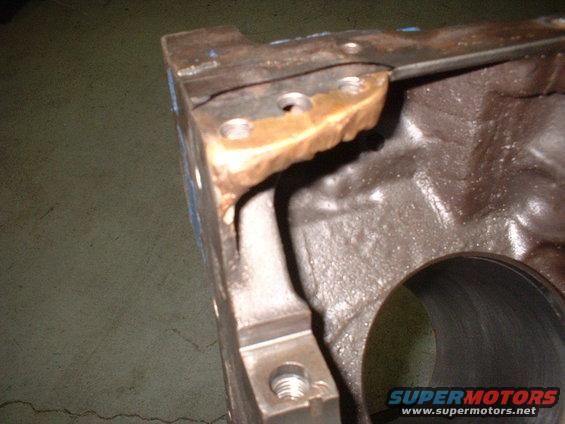 Oil pump mounting base brazed back on ??????? A real half-assed repair.
