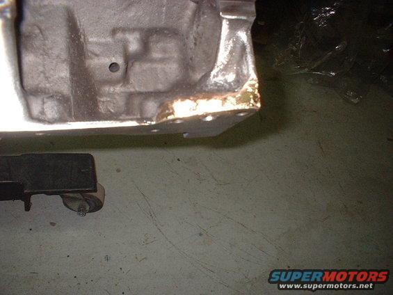 Oil pump mounting base, I tried to dress it down where it was brazed back on.
