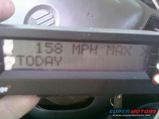 Digital display shows '158 MPH MAX TODAY'