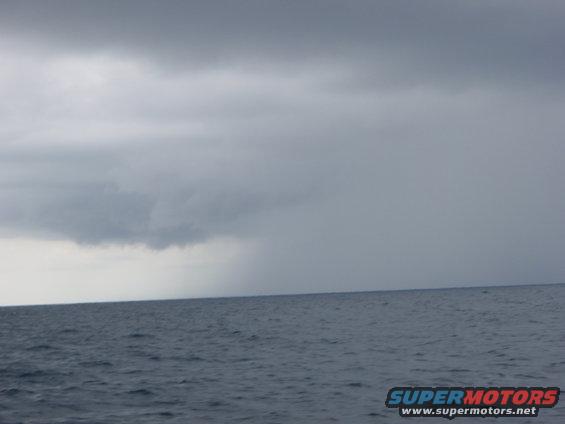 Stormy sky over dark ocean water