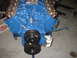1969 Ford Torino - Engine block painted blue, dual pulleys and an oil filter. Text on the oil filter is partially visible.