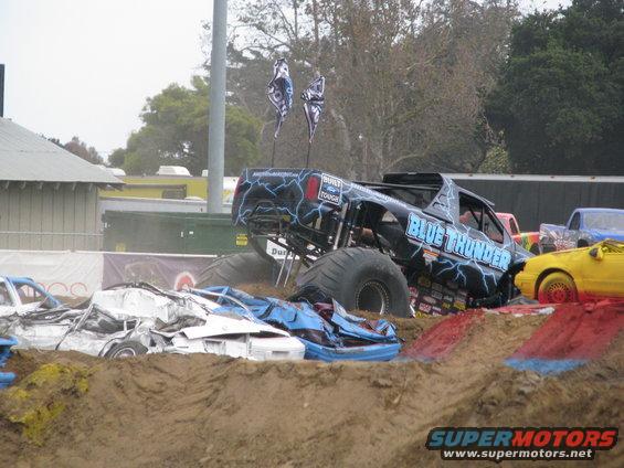 Monster truck 'Blue Thunder' crushing cars