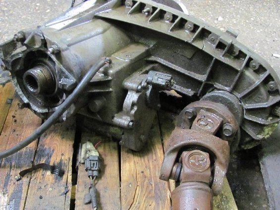 Dodge transmission assembly with driveshaft attached