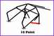 1989 Ford Escort - This diagram shows the structure of a 10-point roll cage, illustrating its mounting points.