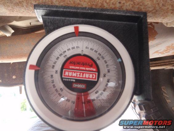 Craftsman magnetic protractor on vehicle undercarriage