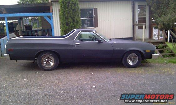 Dark gray 1976 Ford Ranchero side view