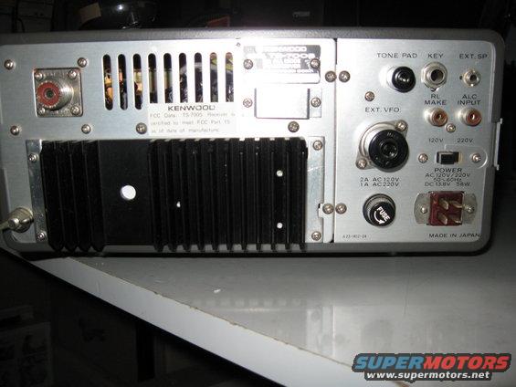 Rear panel of Kenwood TS-700S radio with connectors and heatsink