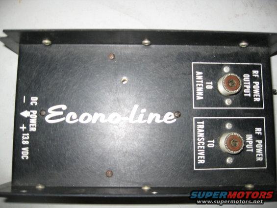Black radio amplifier with 'Econo-line' logo and RF power input/output connectors