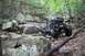 1984 Ford Bronco II - Off-road vehicle tackling a challenging rocky trail in a wooded area.