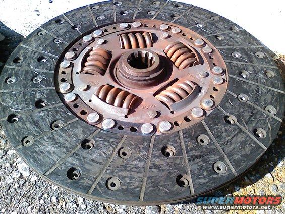 Clutch disc with visible springs and rivets